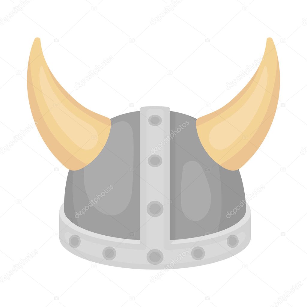 Icono de casco vikingo en estilo de dibujos animados aislado sobre