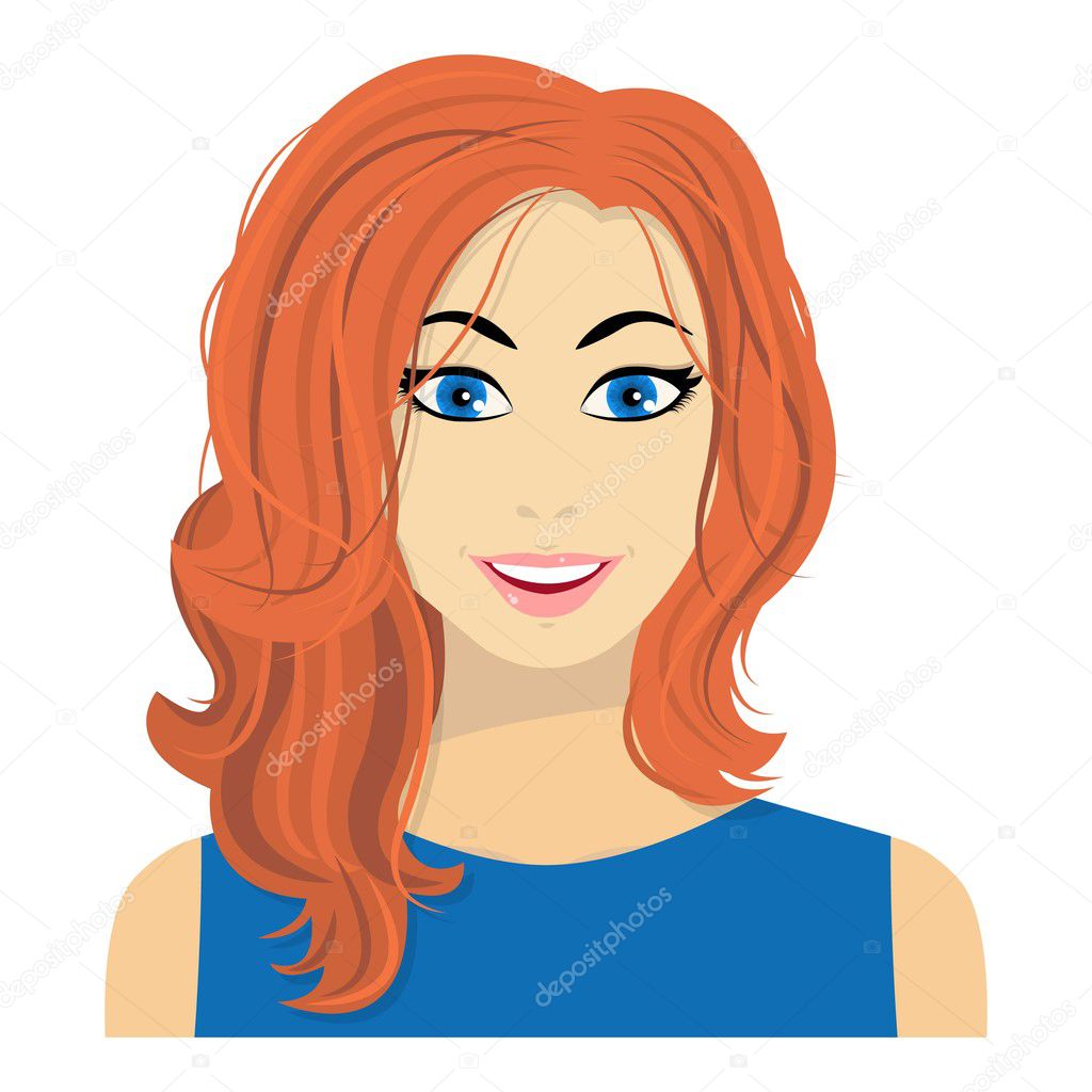 Readhead woman icon in flat style isolated on white background. Woman symbol stock vector illustration.