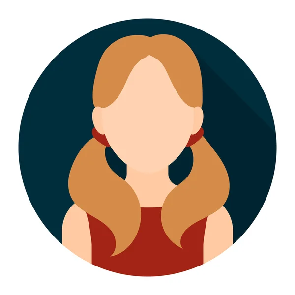 Девушка с иконкой хвоста. Одинокий аватар, икона пернатых из большого набора аватаров . — стоковый вектор
