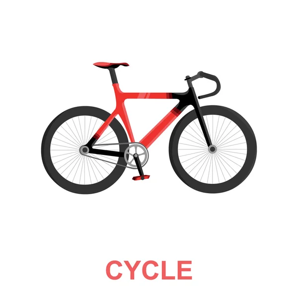 Мультфільм на велосипеді. Єдиний спортивний значок з великої фітнесу, здоровий, тренувальний набір . — стоковий вектор