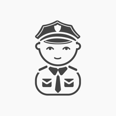 Polis siyah simgesi. Gösterim amacıyla web ve mobil tasarım.