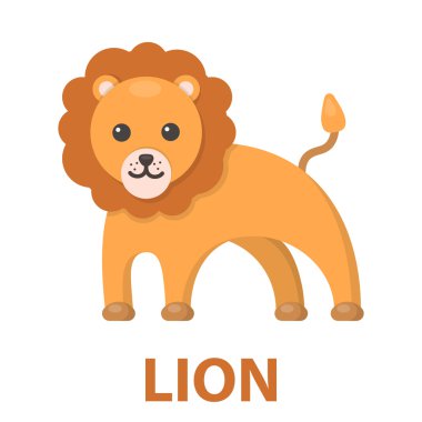 Aslan simgesi karikatür. Gösterim amacıyla web ve mobil tasarım.