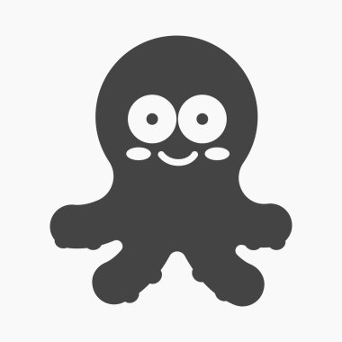Ahtapot siyah simgesi. Gösterim amacıyla web ve mobil tasarım.
