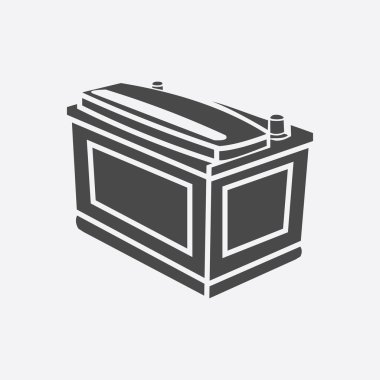 Araba pil simgesi. Tek siluet oto parçaları simgesinden büyük araba siyah - stok rastr