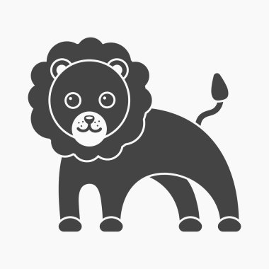 Aslan simgesi karikatür. Gösterim amacıyla web ve mobil tasarım.