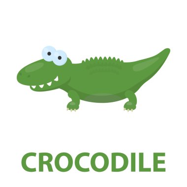 Timsah simgesi karikatür. Gösterim amacıyla web ve mobil tasarım.