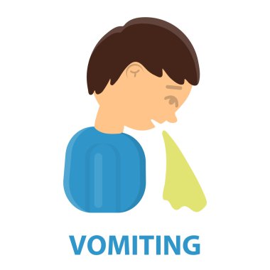 Simge karikatür kusma. Büyük hasta, hastalıktan tek hasta Icon set.