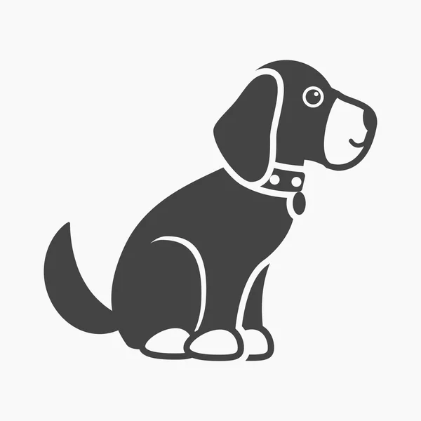 Sedící pes rastr ikonu v černém stylu pro web — Stock fotografie
