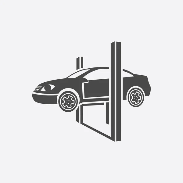 Repairing a car lifted on auto hoist icon black. Single car repair icon. — Stock Photo, Image