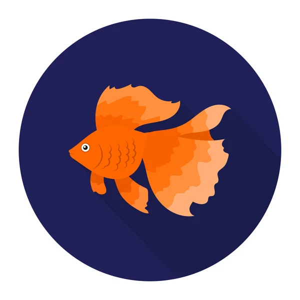 Zlatá ryba ikona plochý. Připálit akvarijních ryb ikonu z moře, podmořský život ploché. — Stock fotografie