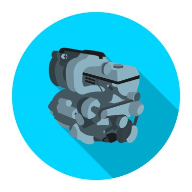 Araba motoru simgesini düz. Tek araba tamir bölümü simgesi.