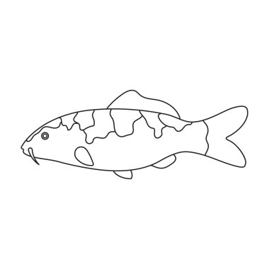 Sazan-koi balık simgesi hattı. Akvaryum balık deniz, okyanus yaşam kümesi simgesinden tek.