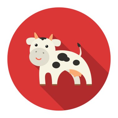 İnek simgesi düz. Tek biyo, Eko, büyük süt kümesinden organik ürün simgesi.