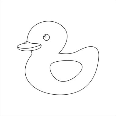 Ördek oyuncak satırı simgesi. Gösterim amacıyla web ve mobil tasarım.