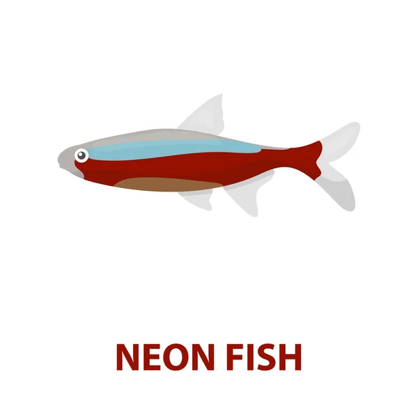 Неонова риба значок мультфільм. Іконка акваріумної риби з моря, мультфільм про життя океану . — стокове фото