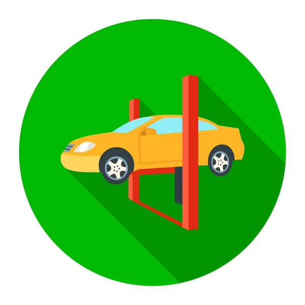 Repairing a car lifted on auto hoist icon flat. Single car repair icon. — Stock Photo, Image