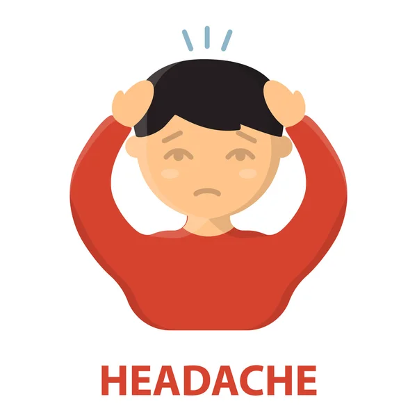 Kopfschmerzen-Ikone Karikatur. Einzelne kranke Ikone vom großen Kranken, Krankheitsbild. — Stockfoto