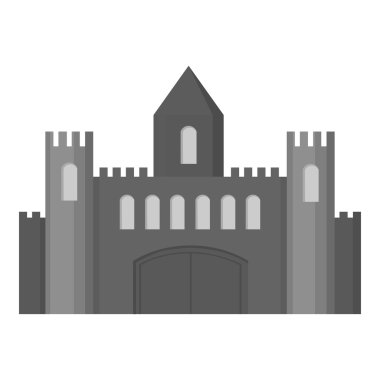 Kale simgesi tek renkli. Büyük şehir altyapısından tek bina simgesi tek renkli.