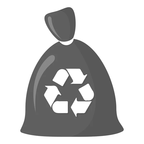 Sac poubelle icône monochrome. Illustration pour web et mobile design . — Image vectorielle