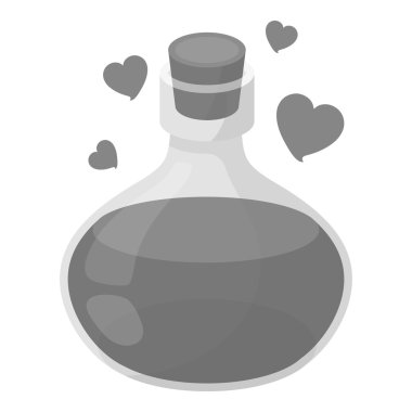 Beyaz arka planda izole monokrom tarzı aşk iksiri simgesi. beyaz sihirli sembol stok vektör illüstrasyon.