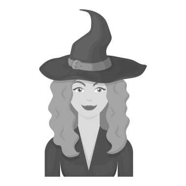 Witch icon in monochrome style isolated on white background.   white magic symbol stock vector illustration.
