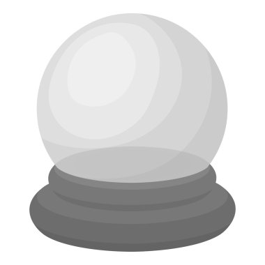 Beyaz arka planda izole monokrom tarzında kristal top simgesi. beyaz sihirli sembol stok vektör illüstrasyon.