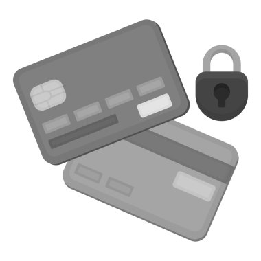 Kredi kartı güvenlik simgesi beyaz arka plan üzerinde izole tek renkli tarzı. E-ticaret sembol stok vektör çizim.