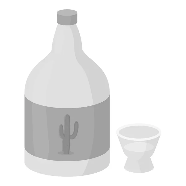 Tequila-ikonen i svartvit stil isolerad på vit bakgrund. Alkohol symbol lager vektorillustration. — Stock vektor
