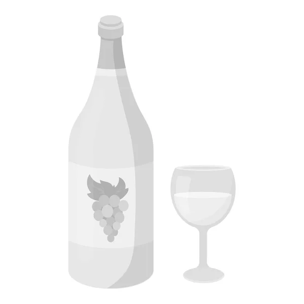 Icono de vino blanco en estilo monocromo aislado sobre fondo blanco. Alcohol símbolo stock vector ilustración . — Vector de stock