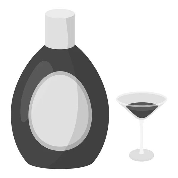 Icono de licor de chocolate en estilo monocromo aislado sobre fondo blanco. Alcohol símbolo stock vector ilustración . — Archivo Imágenes Vectoriales