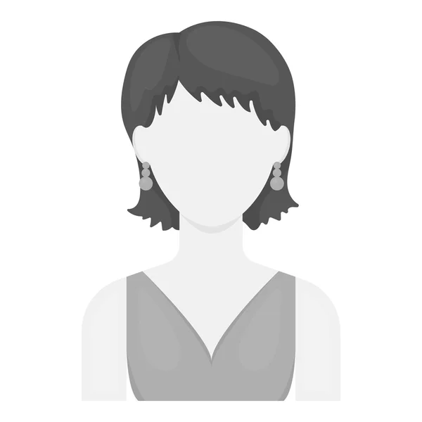 Chica con pendientes icono monocromo. Avatar individual, ícono de peaople del gran avatar monocromo . — Vector de stock