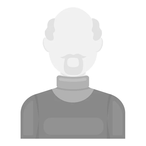 Монохромная икона седой бороды. Один аватар, пиопольная икона с большого аватара монохромный . — стоковый вектор