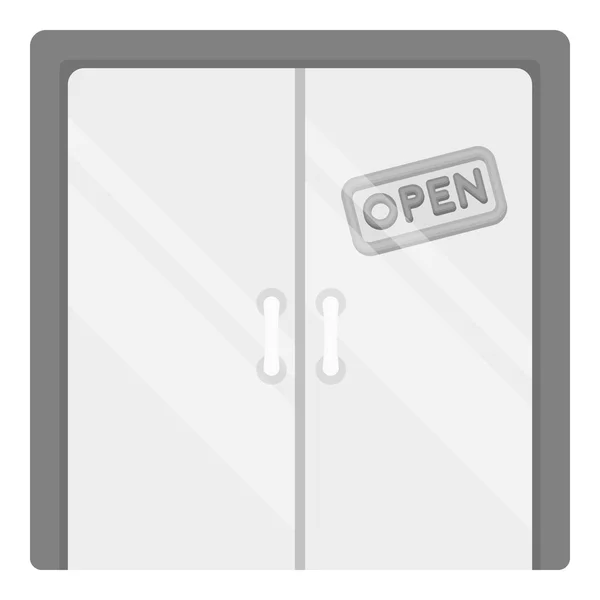 Öppna butiks ikonen i svartvitt format isolerat på vit bakgrund. E-handel symbol Stock vektor illustration. — Stock vektor