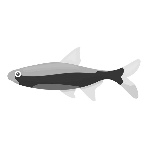 Neon vis pictogram monochroom. Singe aquarium vis pictogram van de zee, oceaan leven monochroom. — Stockvector