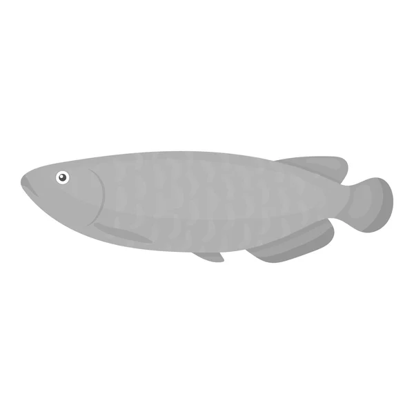 Escleropages fotmosus ícone de peixe monocromático. Singe ícone de peixe aquário do mar, vida oceânica monocromática . —  Vetores de Stock