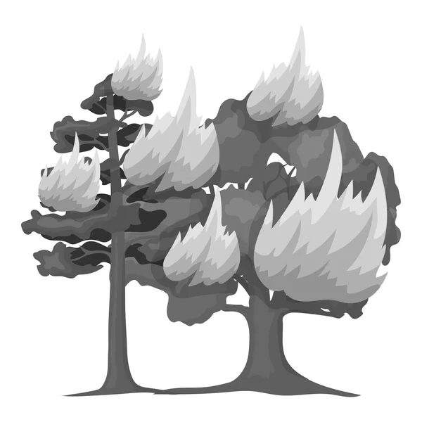 Ikona vektoru lesních požárů v monochromatickém stylu pro web — Stockový vektor