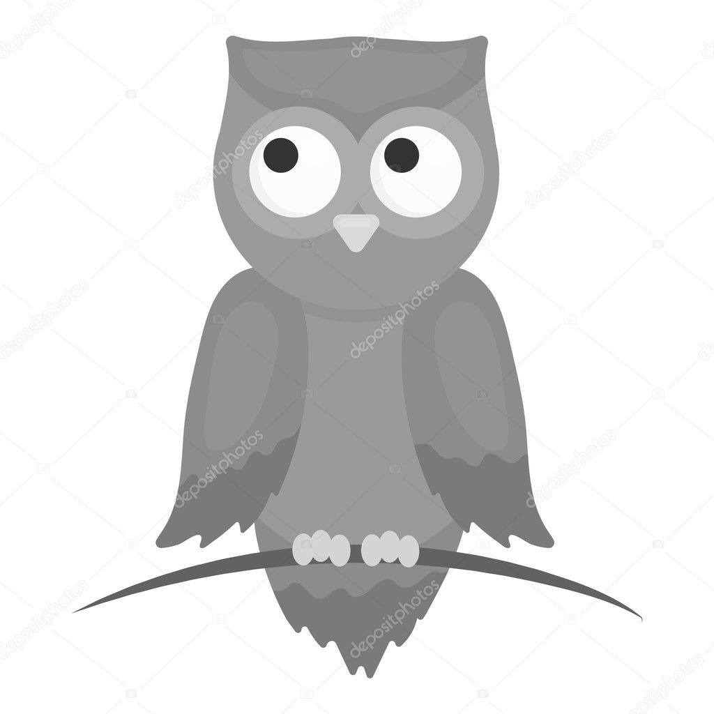 Owl icon monochrome. Singe animal icon from the big animals monochrome.