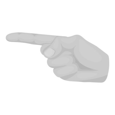 Tek renkli stil beyaz arka plan üzerinde izole simgesini işaret parmağı. El hareketleri hisse senedi vektör çizim sembolü.