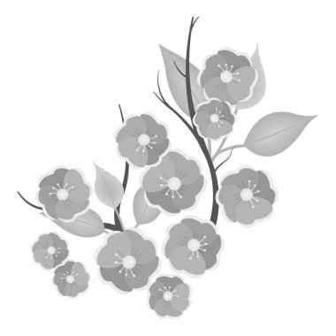 Sakura çiçek simgesi beyaz arka plan üzerinde izole tek renkli tarzı. Japonya sembol stok vektör çizim.