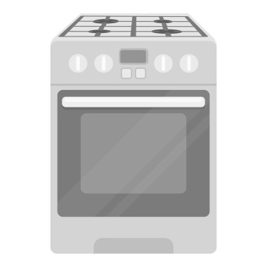 Beyaz arka plan üzerinde izole tek renkli tarzı mutfak soba simgesi. Ev aleti sembol stok vektör çizim.