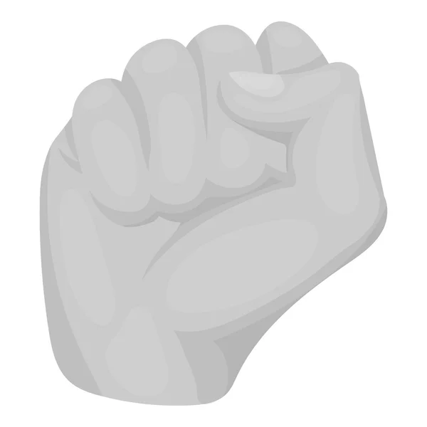 Icono de puño levantado en estilo monocromo aislado sobre fondo blanco. Gestos de mano símbolo stock vector ilustración . — Vector de stock