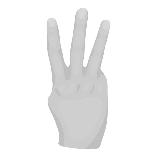 Három ujj ikon elszigetelt fehér háttér, fekete-fehér stílusban. Kézmozdulatok szimbólum, vektor stock illusztráció. — Stock Vector