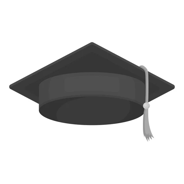Ícone de boné de graduação em estilo monocromático isolado em fundo branco. Chapéus símbolo estoque vetor ilustração . — Vetor de Stock