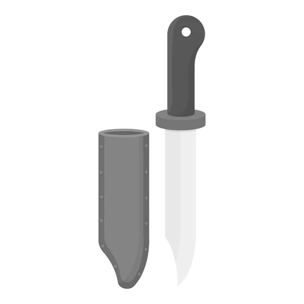 Icône de couteau de chasse dans un style monochrome isolé sur fond blanc. Illustration vectorielle du symbole de chasse . — Image vectorielle