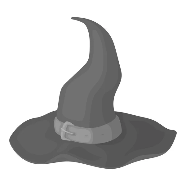 Witchs ikona kapelusz w stylu monochromatyczne na białym tle. Kapelusze, symbolu Stockowa ilustracja wektorowa. — Wektor stockowy