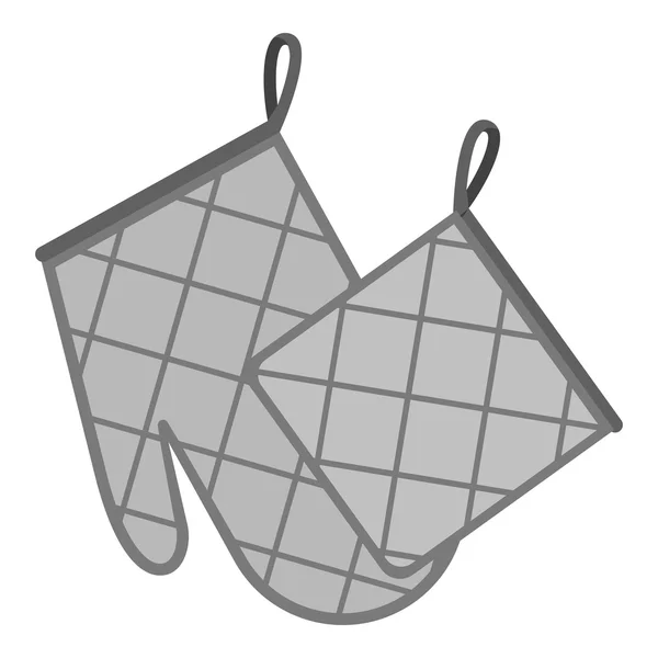 Guante del horno y el icono del soporte del pote en estilo monocromo aislado sobre fondo blanco. Cocina símbolo stock vector ilustración . — Archivo Imágenes Vectoriales