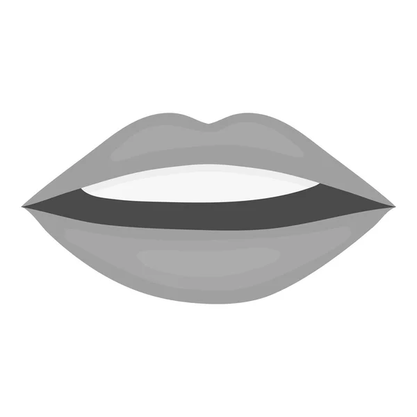 Lippen pictogram in zwart-wit stijl geïsoleerd op een witte achtergrond. Make-up symbool voorraad vectorillustratie. — Stockvector