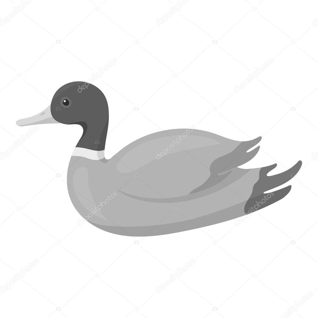 Duck icon in monochrome style isolated on white background. Hunting symbol stock vector illustration.