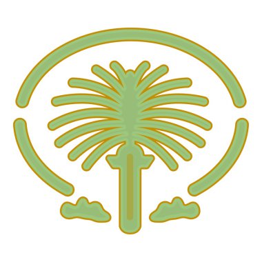 Palm Jumeirah simgesi beyaz arka plan üzerinde izole karikatür tarzı. Arap Emirlikleri sembol stok vektör çizim.