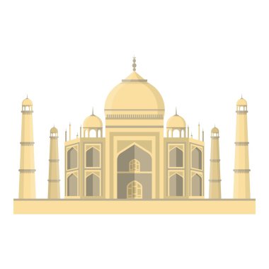 Taj Mahal'ı simgesi beyaz arka plan üzerinde izole karikatür tarzı. Hindistan sembol stok vektör çizim.